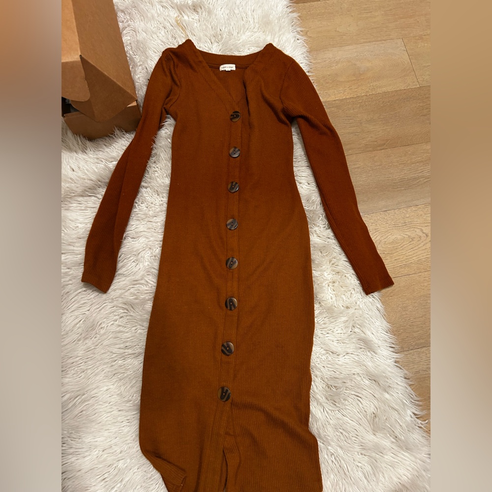 Fashion Nova Rust Maxi Dress with Button Accents